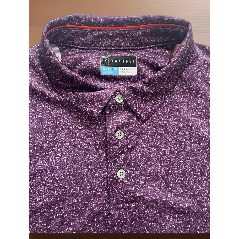 PGA TOUR Men's Purple Printed Polo Shirt